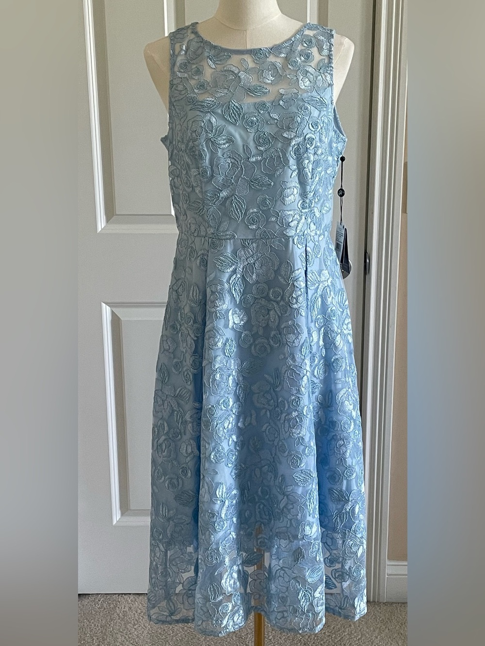 Adrianna Papell Clearwater Embroidered Tea-Length Dress - NWT!!!